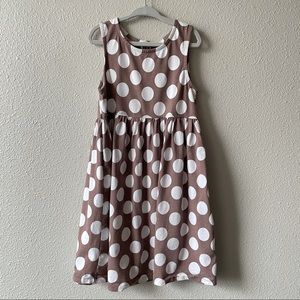 MINI BODEN Brown White Polkadot Dress Girls 7-8 Y